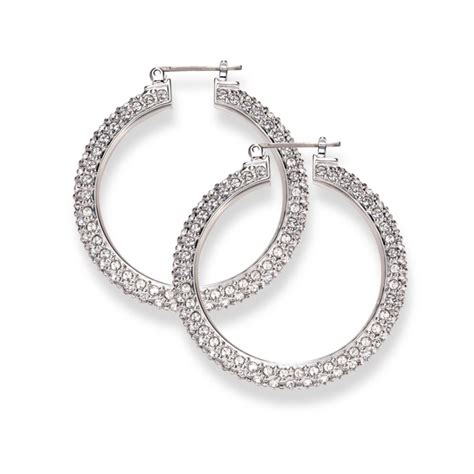 Swarovski Clear Crystal Hoop Earrings In Silver Lyst