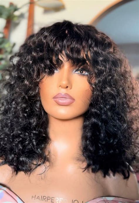Curly Bangs Wigs With Bangs Curly Hair Styles Curly Weave Hairstyles Medium Bob Hairstyles