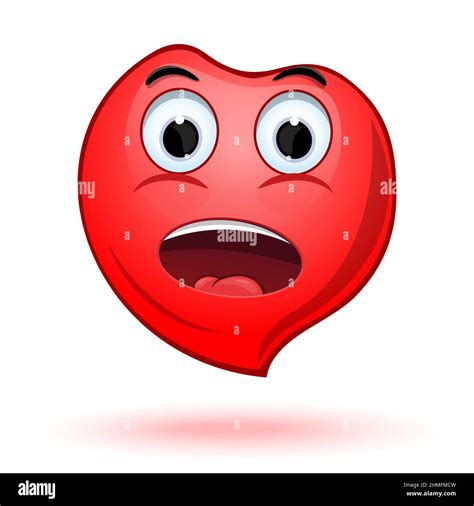 Erstauntes Rotes Emoji Herz Vektorgrafik Cartoon Symbol Stock