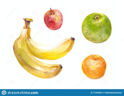Watercolor Bananas Pattern Hand Painted Tropical Fruit Isolated On