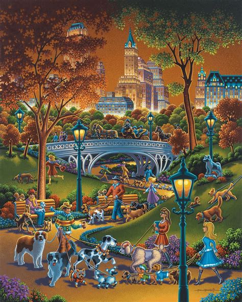 Dog Walkers In Central Park By Eric Dowdle Puzzle Art Art Folk Art