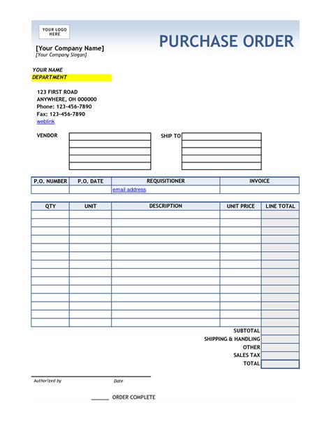 Free Printable Purchase Order Templates Printable Download