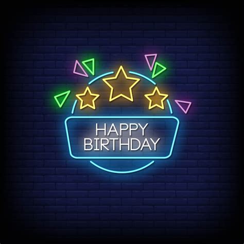 Premium Vector Happy Birthday Neon Signs Style Text