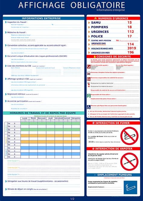 Tous Les Affichages Obligatoires En Entreprise En Descriptif