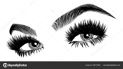 Illustration Woman S Eyes Eyelashes Eyebrows Realistic Sexy Makeup Look