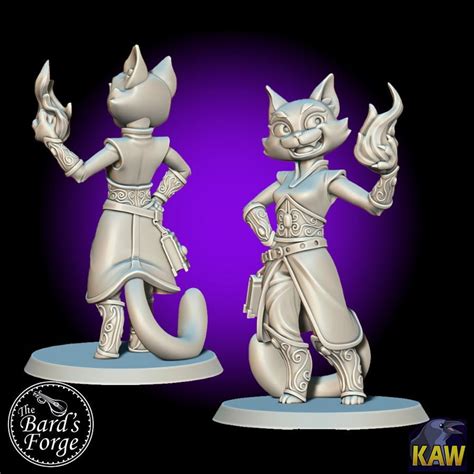 Sorceress Catfolk Sorcerer Tabaxi Cat Kaw Miniature 3d Resin Printed 28