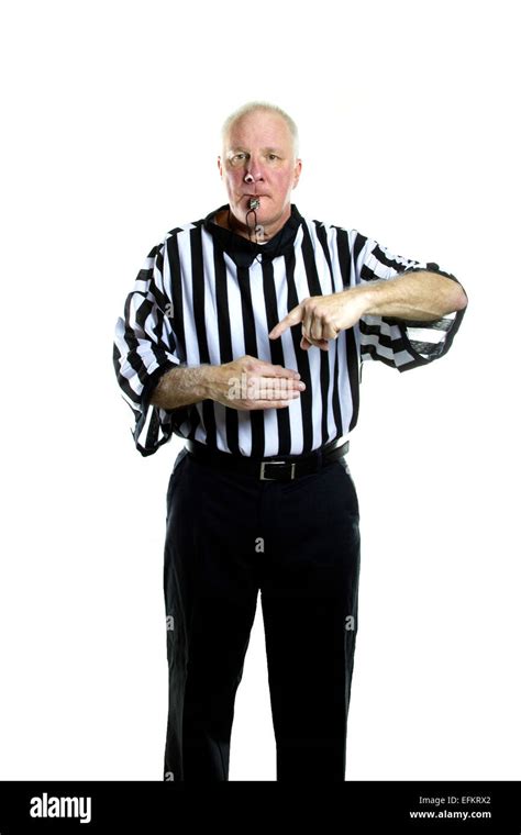 Basketball Referee Signaling A Basket Interference Violation Foul Stock