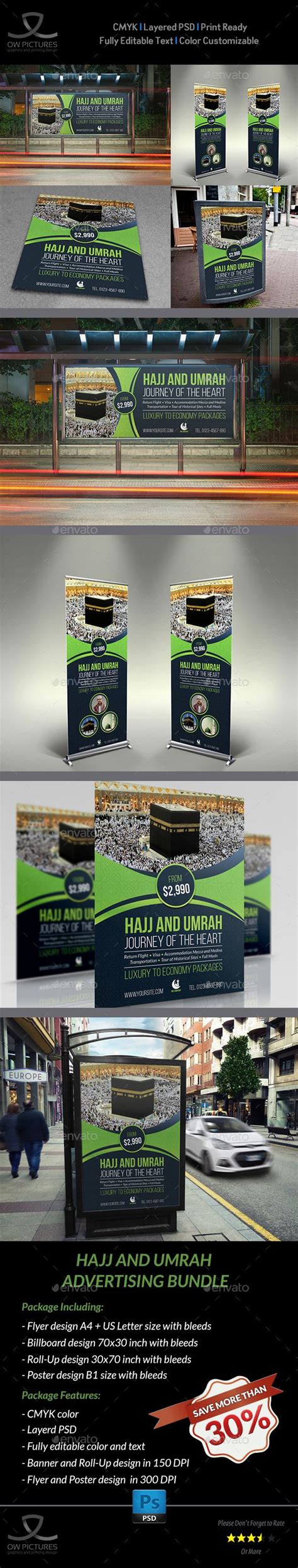 Hajj And Umrah Advertising Bundle Template Psd Poster