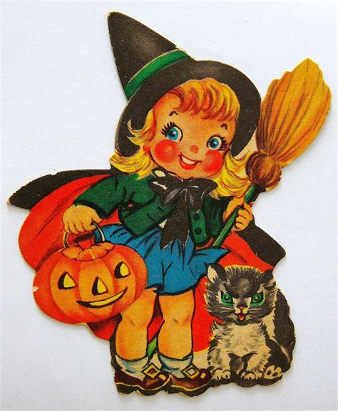 Cutie Halloween Witch Vintage Halloween Cards Vintage Halloween