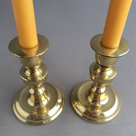 Pair Of Heavy Brass Candle Stick Holders Etsy
