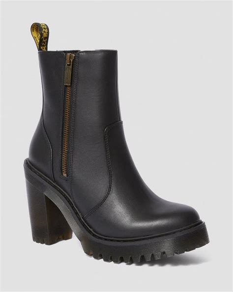 Magdalena Ii Leather Heeled Zip Boots Dr Martens