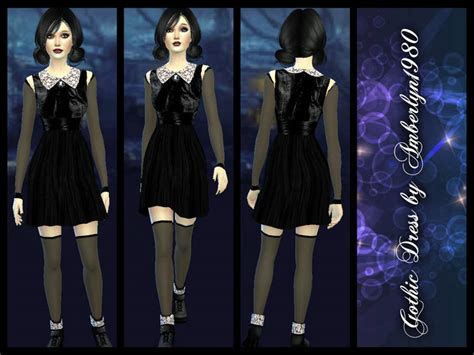 Gothic Dress With Collar And Camee The Sims 4 Catalog