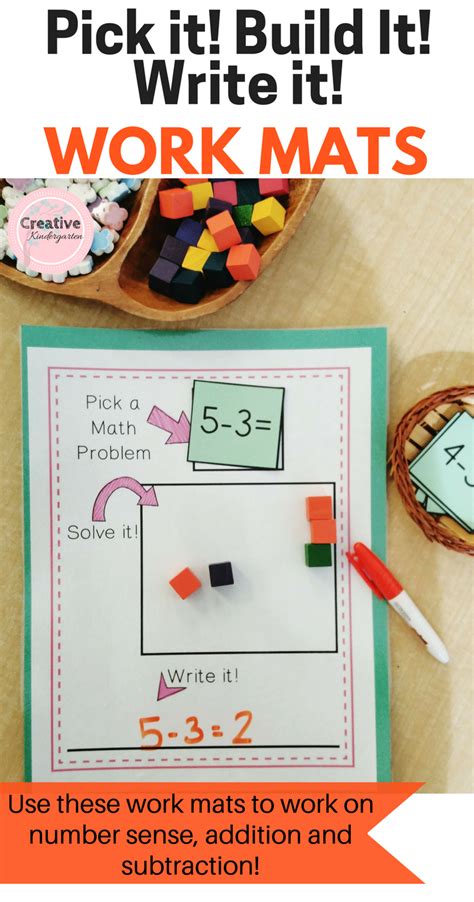 Number Sense Kindergarten Pick It Build It Write It Math Work Mats