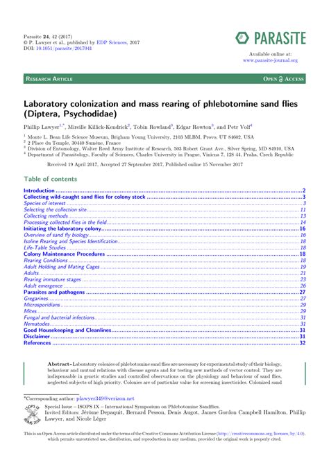 Pdf Laboratory Colonization And Mass Rearing Of Phlebotomine Sand Flies Diptera Psychodidae