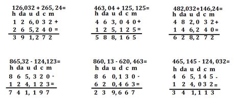 Operazioni di addizione e divisione per 3ª primaria. Addizioni e sottrazioni con i numeri decimali, matematica ...