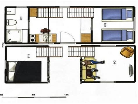 32′ long tiny home on wheels design. 8x24 tiny house plans | 8x24 portable tiny house on ...