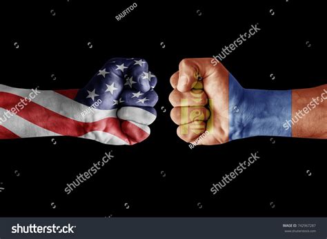Conflict Between Usa Vs Mongolia Male Fists Governments Conflict