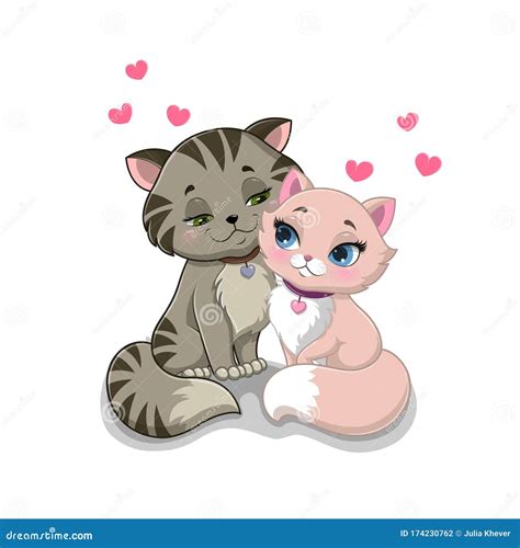 Vector Illustration Of Two Cats In Love Stock Vector Illustration Of Kitty Concept 174230762