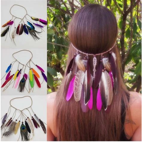hot sale women feather headwear hair accessories peacock feather head bands indian bohemian