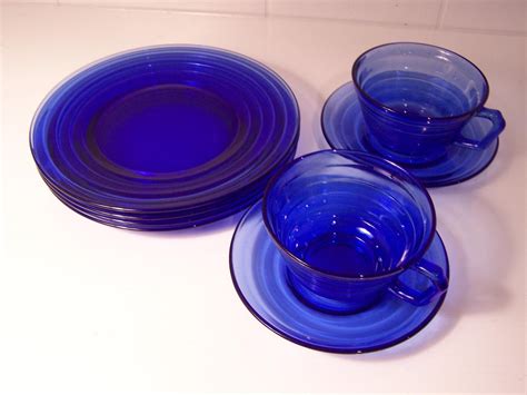Cobalt Blue Moderntone Depression Glass And Cups By