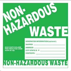 Non Hazardous Waste Label Beaed