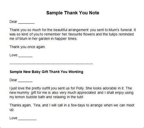10 Sample Thank You Notes Sample Templates