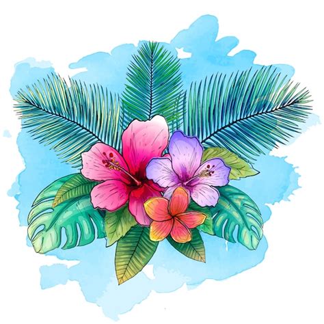 Premium Vector Tropical Vector Illustration With Exotic Palm Leaves