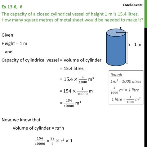 Question 6 The Capacity Of A Closed Cylindrical Vessel