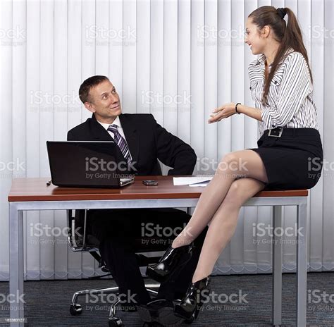 Beauty Secretary And Boss In The Office Stock Photo More Pictures Of