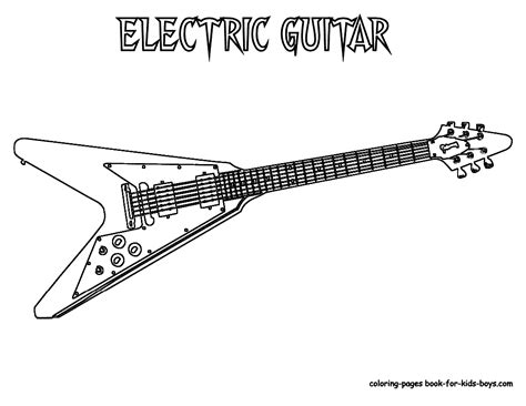 Gritty Guitar Coloring Free Electric Guitar Instrument Coloring