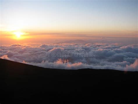 Sunset From Haleakala Crater In Maui Hawaii Stock Photo Image Of