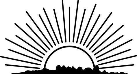 Rising Sun Clip Art Black And White Clip Art Library