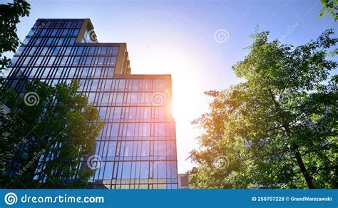 Glass And Aluminum Facade Of A Modern Office Building View Of