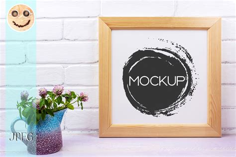 Wooden Square Picture Frame Mockup Graphic By Tasipas · Creative Fabrica