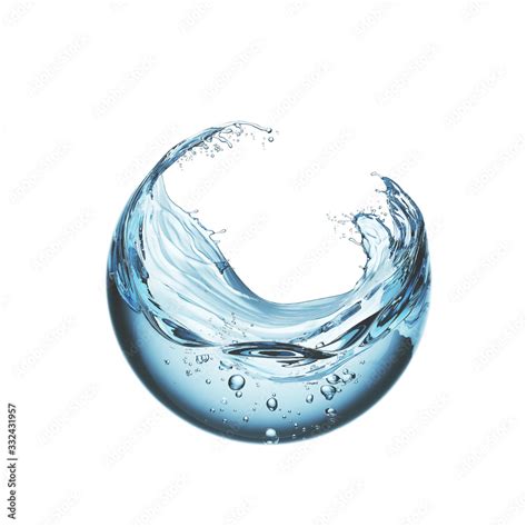 Water Liquid Splash In Sphere Shape Isolated On White Background 3d