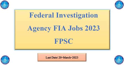 Fia Jobs 2023 Online Apply Fpsc Federal Investigation Agency Filectory