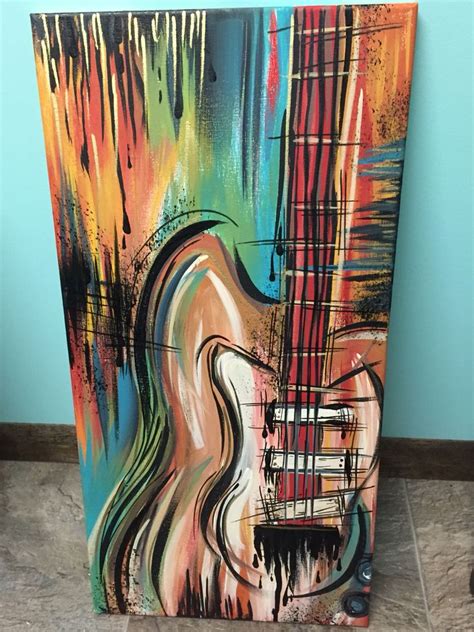 Acrylic Guitar Painting On Canvas My Finished Projects