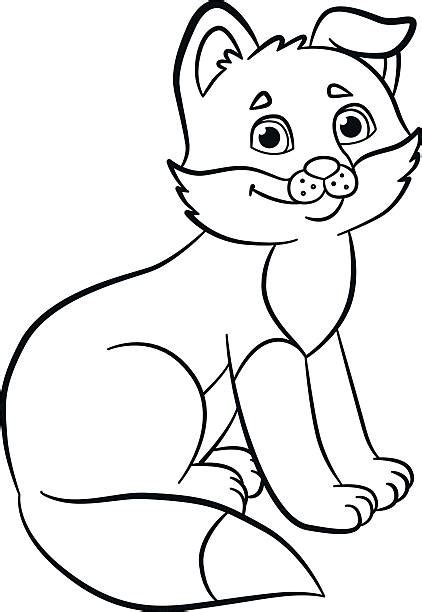Coloring Pages Wild Animals Little Cute Baby Fox Illustrations