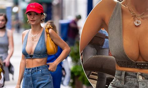 Emily Ratajkowski Steps Out In A Racy Plunging Denim Bra In NYC