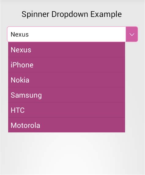 Spinnerview In Android Custom Spinner View Example Spinner Dropdown