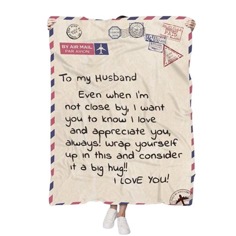 To My Husband I Love You Its A Big Hug Letter T Blanket Sibia Palace