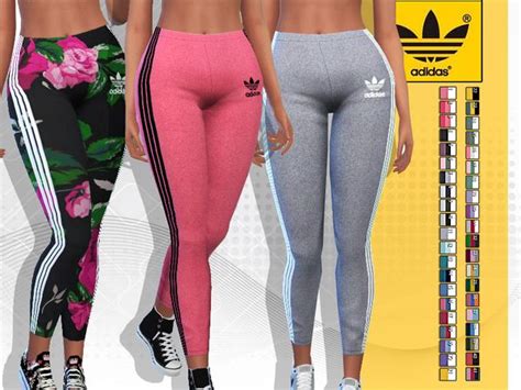 Pinkzombiecupcakes Summer Adidas Floral Athletic Pants Sims 4