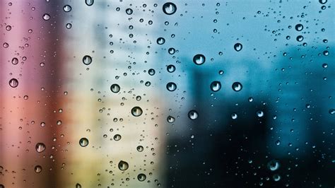 Wallpaper Colorful Rain Photography Water Drops Blue Glass