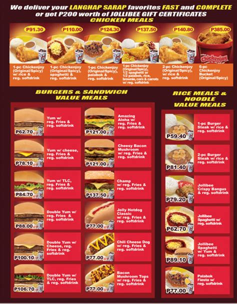 Jollibee Delivery Philippines Menu Number And Minimum Price Hubpages