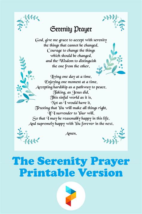 Full Serenity Prayer Printable Printable World Holiday