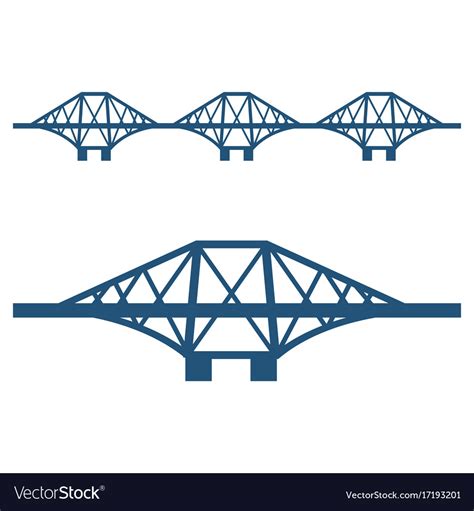 Forth Bridge Set Of Blue Silhouette Isolated Vector Image