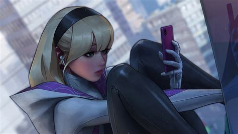 spider gwen using phone wallpaper hd superheroes wallpapers 4k wallpapers images backgrounds