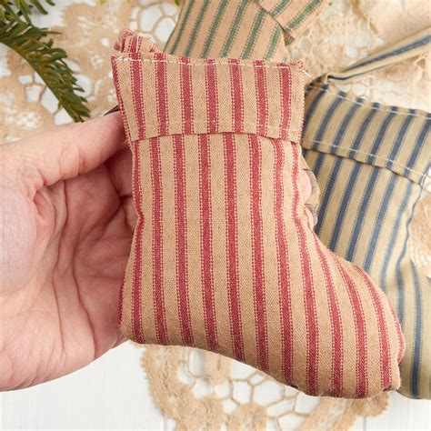 Striped Pillow Ticking Stuffed Stocking Ornament Christmas Ornaments