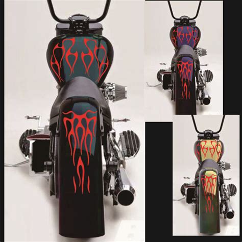 4x Red Flame Fire Motorcycle Body Graphic Decal Gas Tank And Fender Vinyl