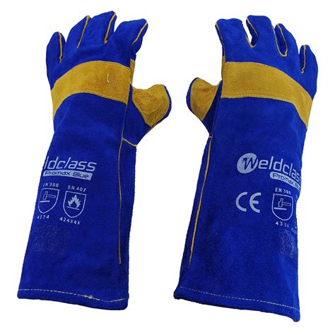 Weldclass Promax Blue Mig Stick Welding Gloves 6 Pairs 40cm Long